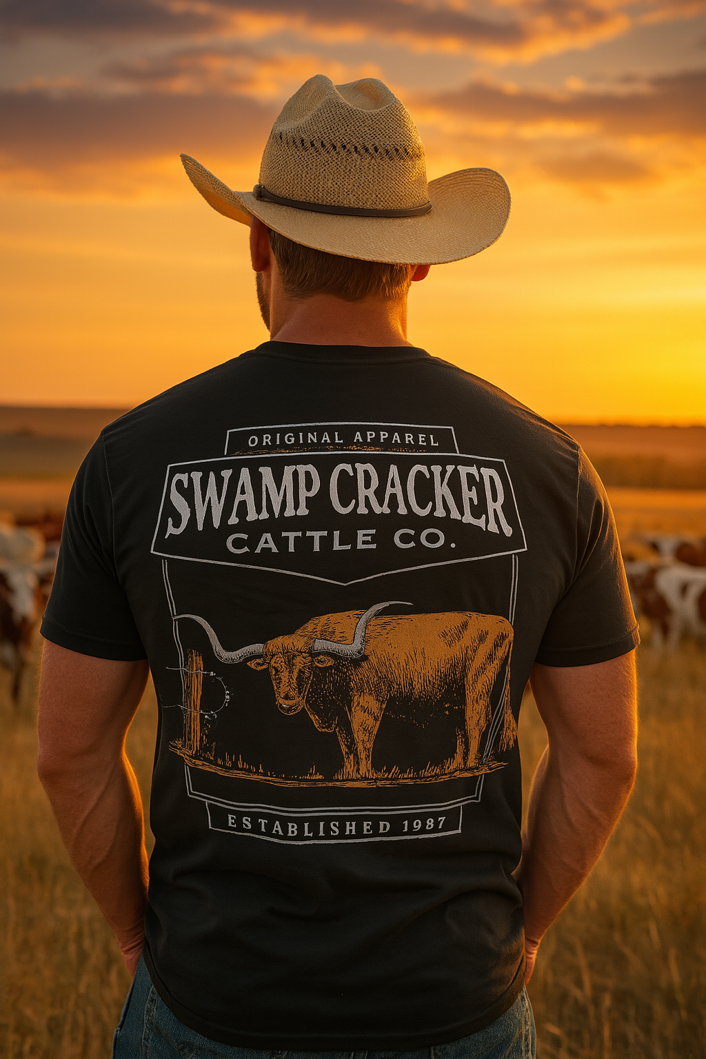 Texas Longhorn Swamp Cracker Cattle Company Shirt
